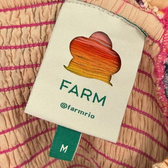 Farm Rio Lindeza Grafica Puff Sleeve Multi Smocked Mini Dress Womens Medium - Picture 3 of 8